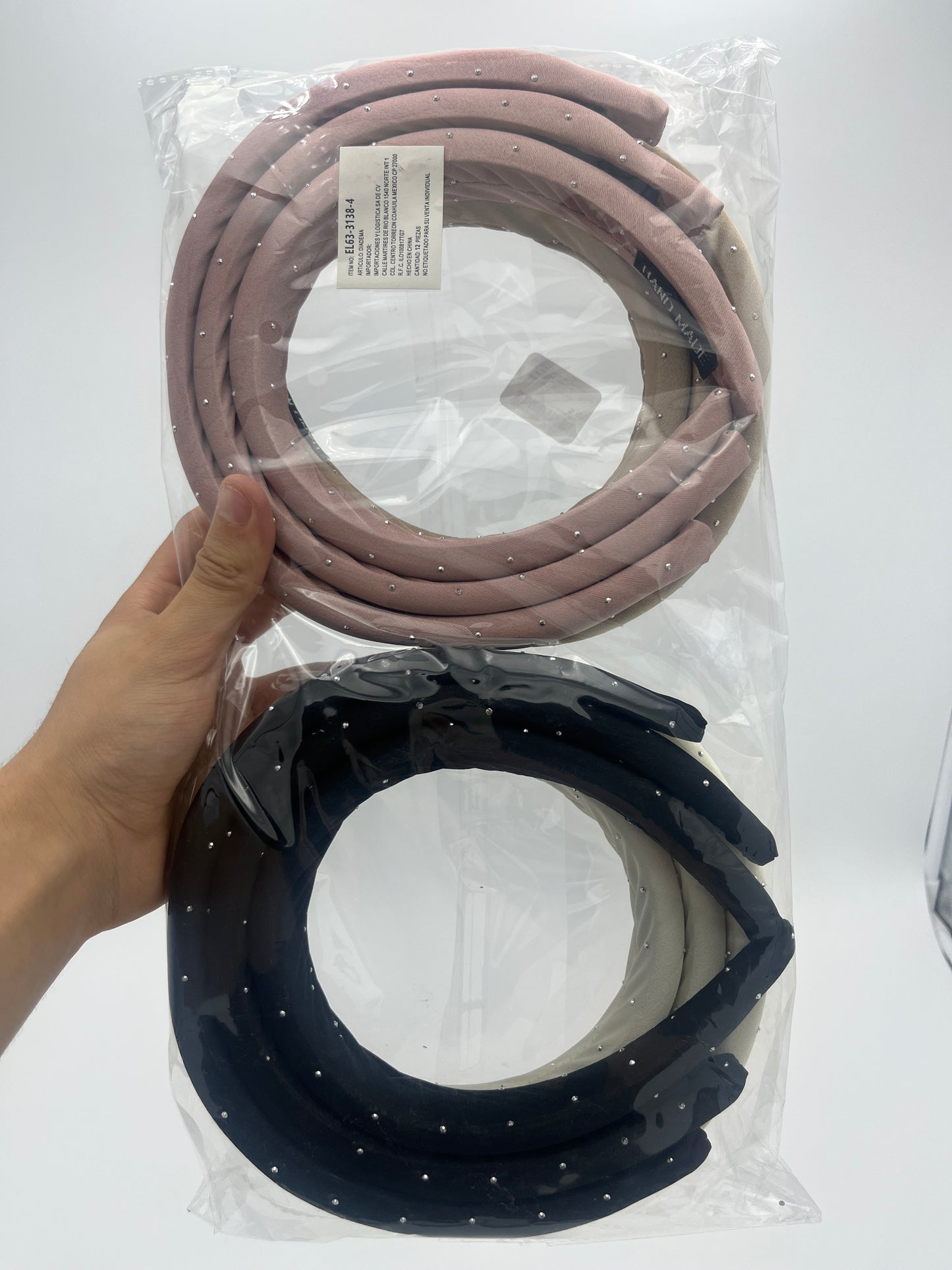Diadema Ancha Forrada Puntos - Paquete de 12 piezas 14.83 c/u