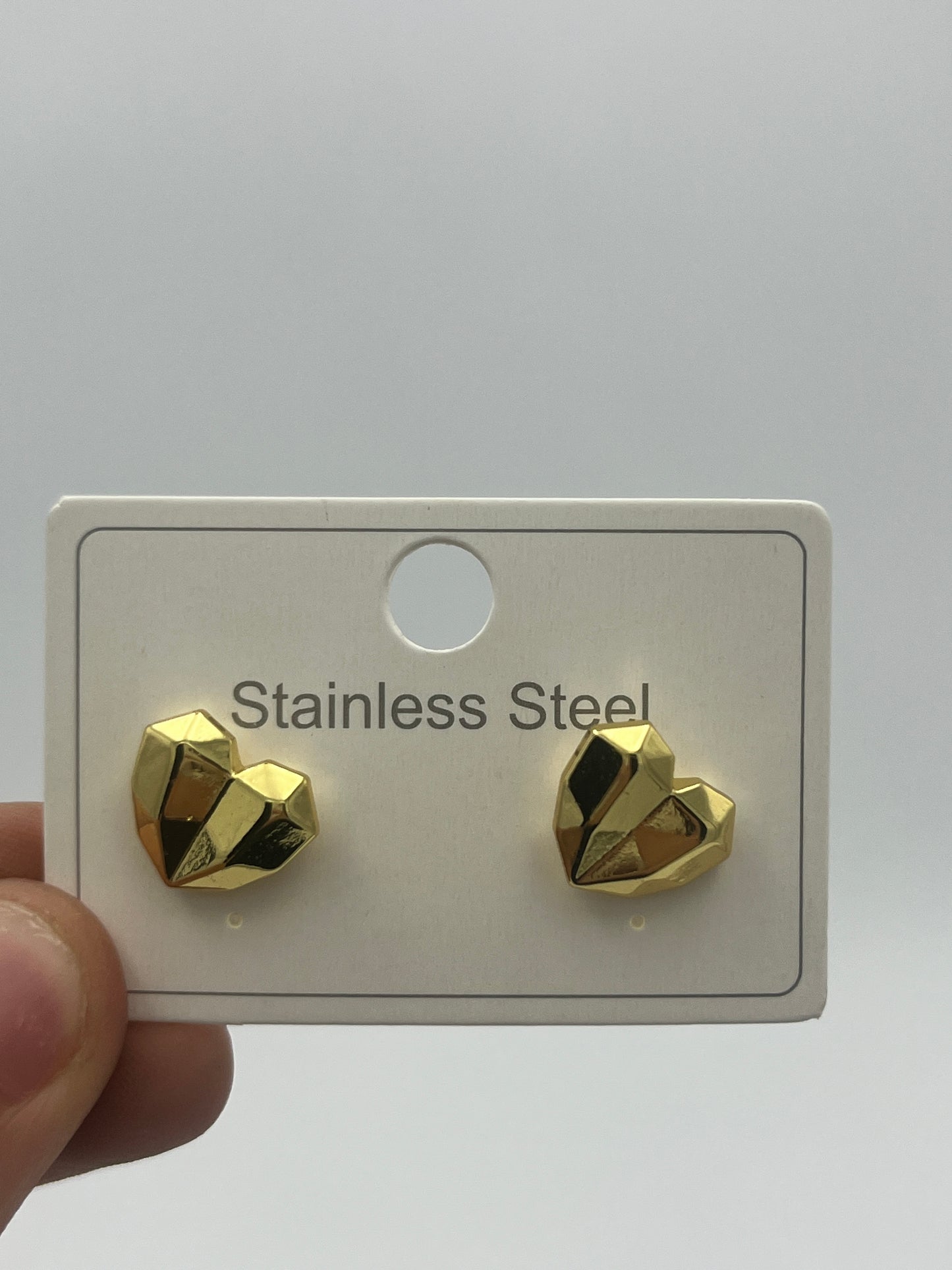Arete de Acero Inoxidable Corazón Geométrico - Paquete de 12 piezas $16.33 c/u
