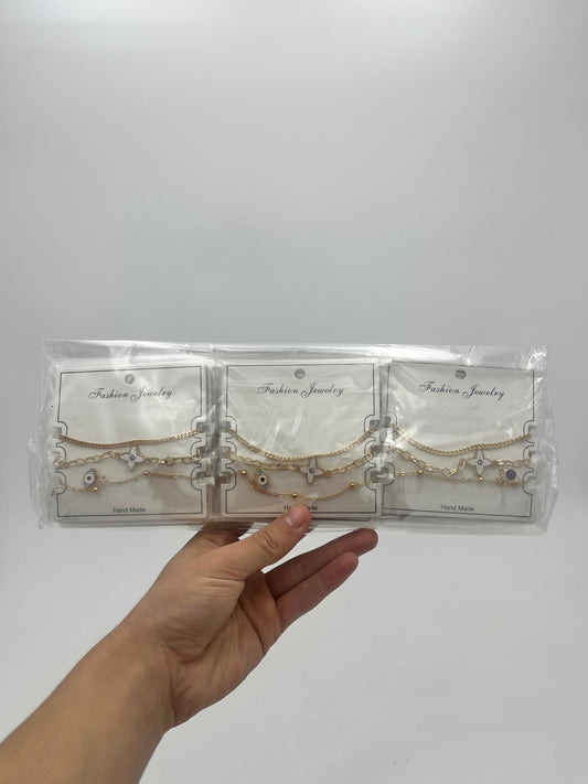 Pulsera c/Piedras y Cuentas Ojo y Flor - Paquete de 12 piezas $14.08 c/u