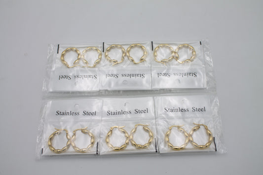 Arete de Acero Inoxidable Aro c/Bolitas - Paquete de 12 piezas $16.33 c/u