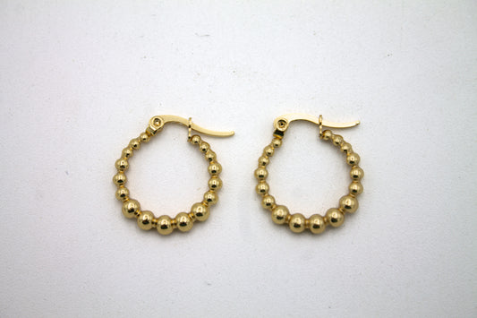 Arete de Acero Inoxidable Aro c/Bolitas Chico - Paquete de 12 piezas $16.33 c/u