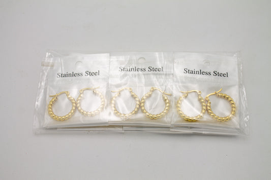 Arete de Acero Inoxidable Aro c/Bolitas Grande - Paquete de 12 piezas $16.33 c/u