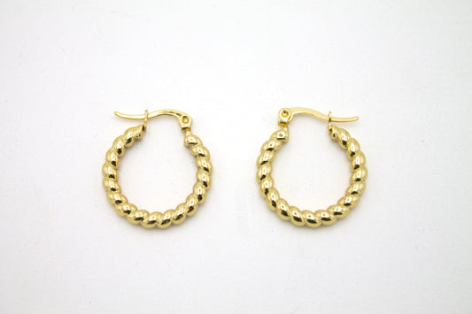 Arete de Acero Inoxidable Aro c/Bolitas Grande - Paquete de 12 piezas $16.33 c/u