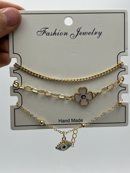 Pulsera c/Piedras y Cuentas Ojo y Flor - Paquete de 12 piezas $14.08 c/u